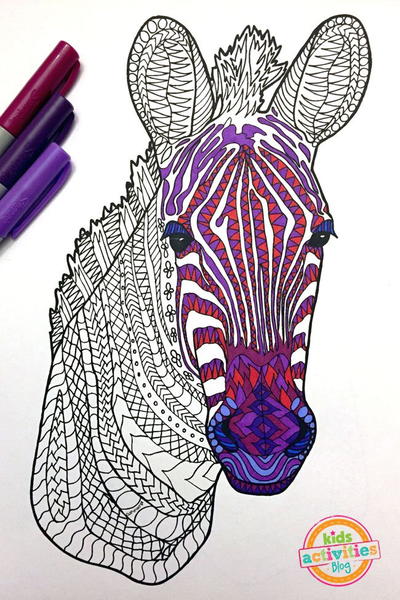Zebra Zentangle Coloring Page