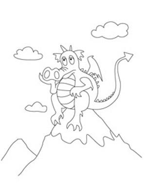 The Thinker Dragon Coloring Page