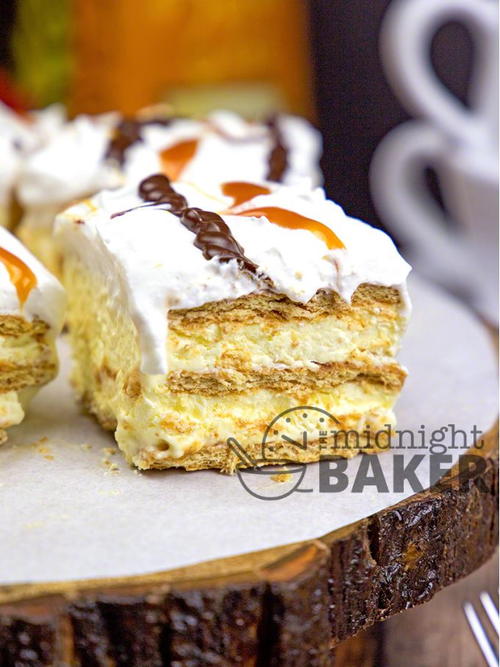 No Bake Caramel Eclair Layer Cake