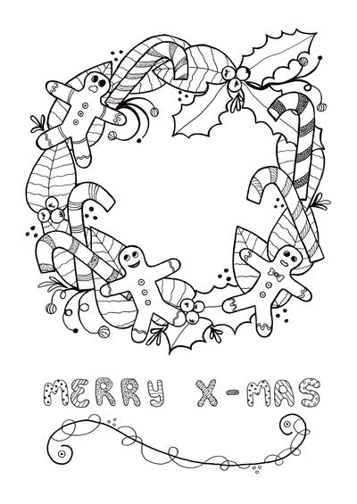 Festive Wreath Adult Christmas Coloring Page