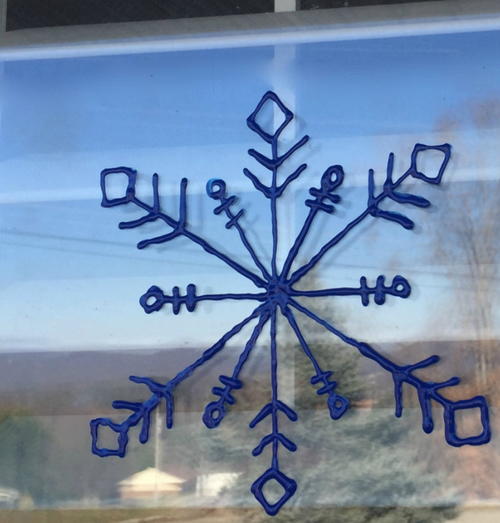DIY Scribble Paint Snowflakes Window Clings