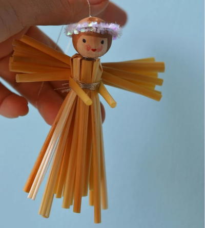 Simple Straw DIY Angel Ornament