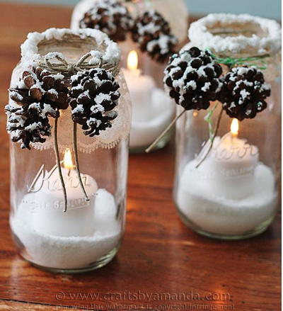 Snowy Pine Cone Homemade Luminaries