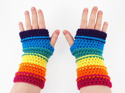 Colors of the Rainbow Fingerless Gloves