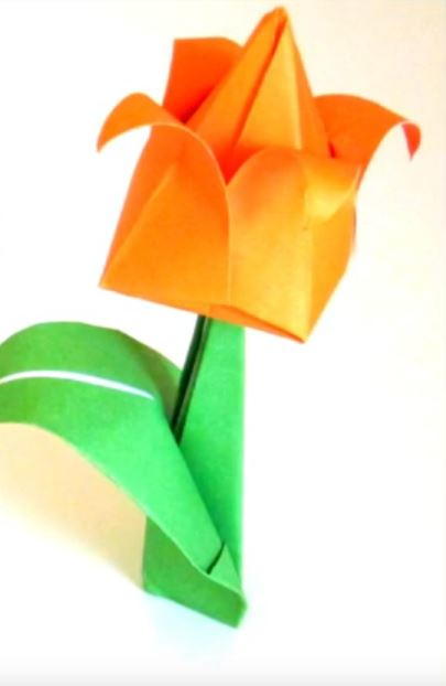 Orange Origami Tulip | AllFreePaperCrafts.com