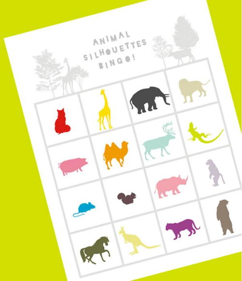 Animal Silhouette Printable Bingo Cards