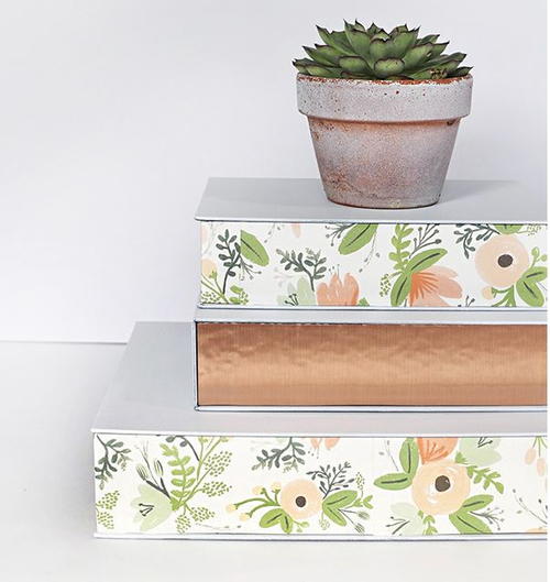 Upcycled Floral Organizational Boxes
