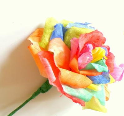 Watercolor Rainbow Paper Rose