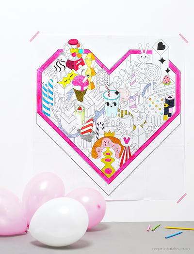 Candy Land Valentine Coloring Page