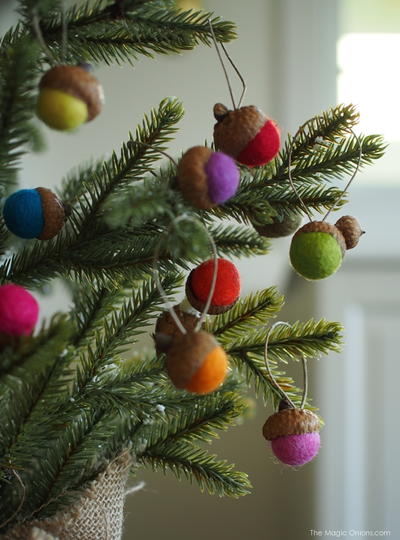 Swiss Felted Acorn Homemade Ornaments