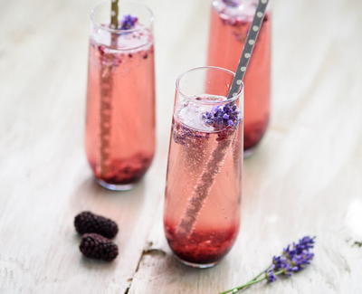 Blackberry Lavender Champagne Cocktail