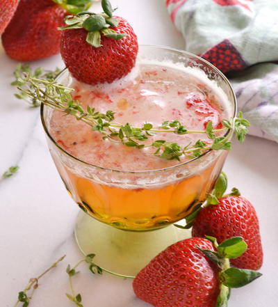 Strawberry and Thyme Champagne Cocktail