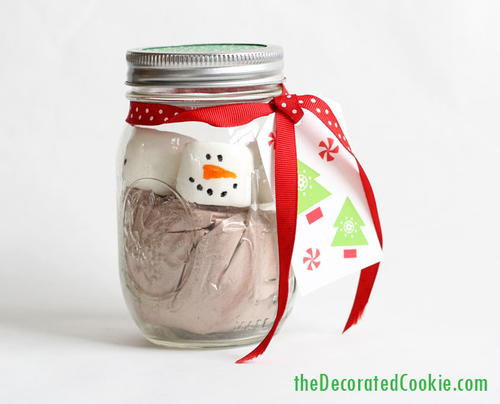 Homemade Snowman Hot Chocolate Jars