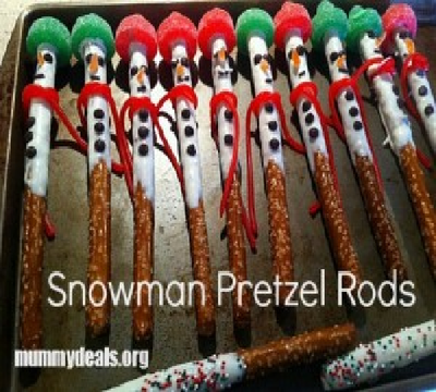 Snowman Pretzel Rods