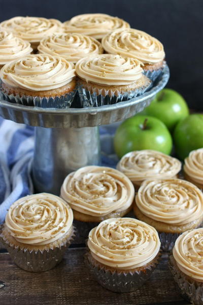 Apple Cider Cupcakes with Salted Caramel Frosting