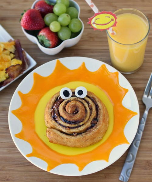 Funny Side Up Sweet Roll Breakfast