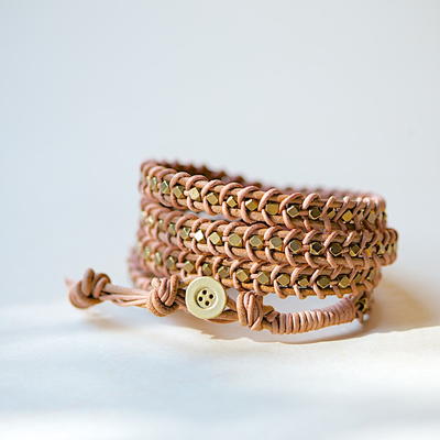 Beaded Leather Wrap Bracelet