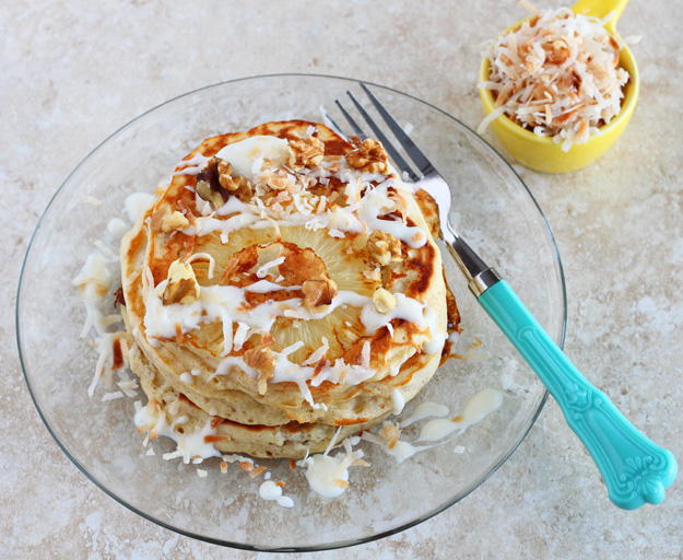 Hummingbird Pancakes with Cream Cheese Drizzle
