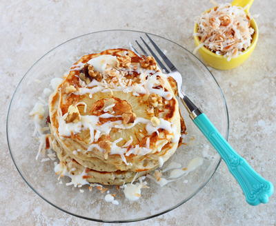 Hummingbird Pancakes with Cream Cheese Drizzle