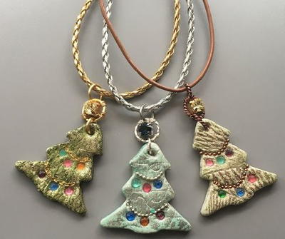 No Bake Resin Clay Christmas Tree Pendants