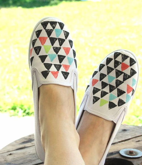 80s Inspired Patterned DIY Painted Shoes