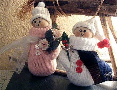 Recycled Mitten Snow People Craft