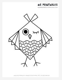 geometric owl coloring pages