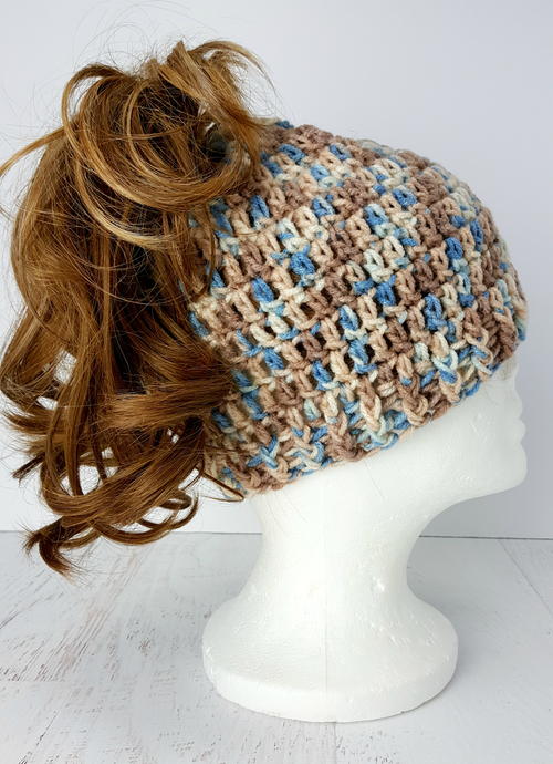Easy to Crochet "Messy Bun" hat 