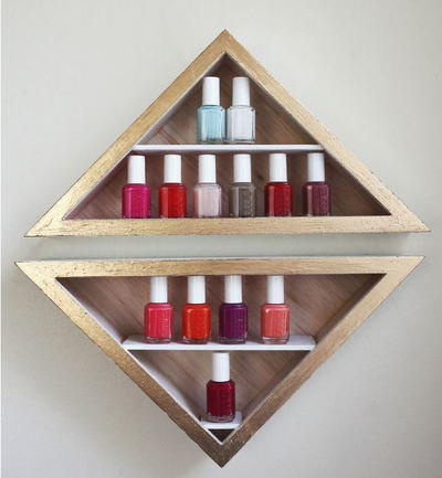 Modern Triangular DIY Nail Polish Rack | DIYIdeaCenter.com