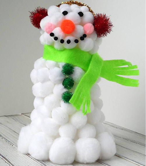 Fluffy Pom Pom Snowman Craft