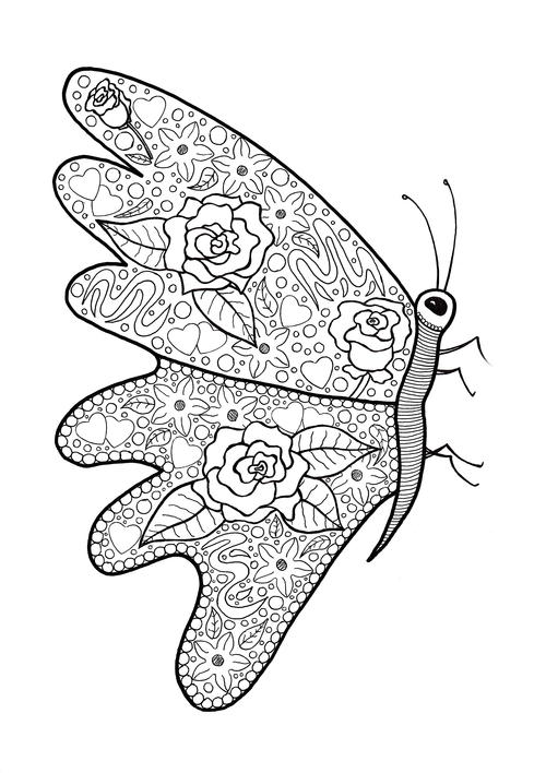 Spring Flower Abundance Butterfly Coloring Page