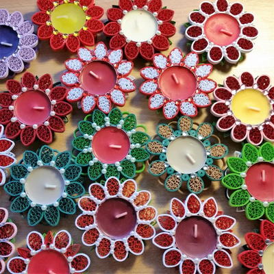 Fancy Floral Quilled Candle Holders