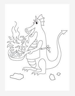 Dragon Mom Cooking Coloring Page