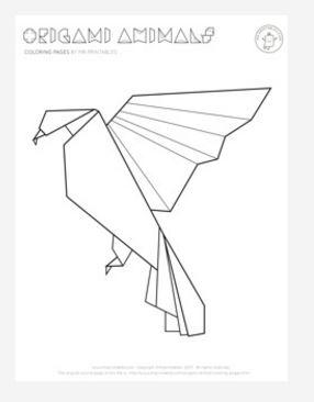 Origami Bird Coloring Page