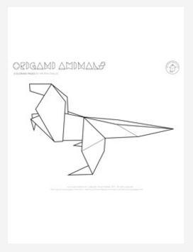 Origami Dinosaur Coloring Page