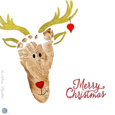 Reindeer Footprint Christmas Cards
