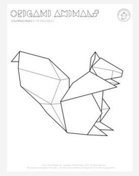 Origami Squirrel Coloring Page
