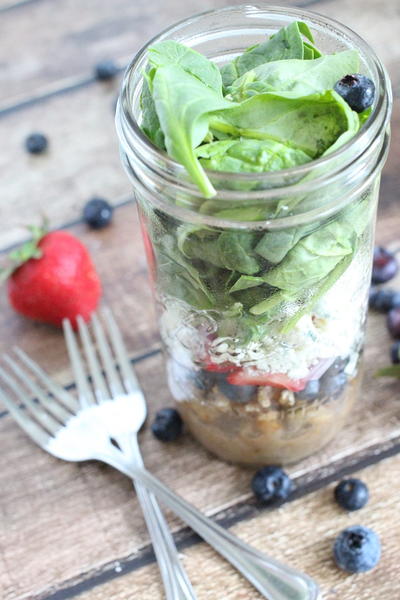 Strawberry Blueberry Balsamic Mason Jar Salad