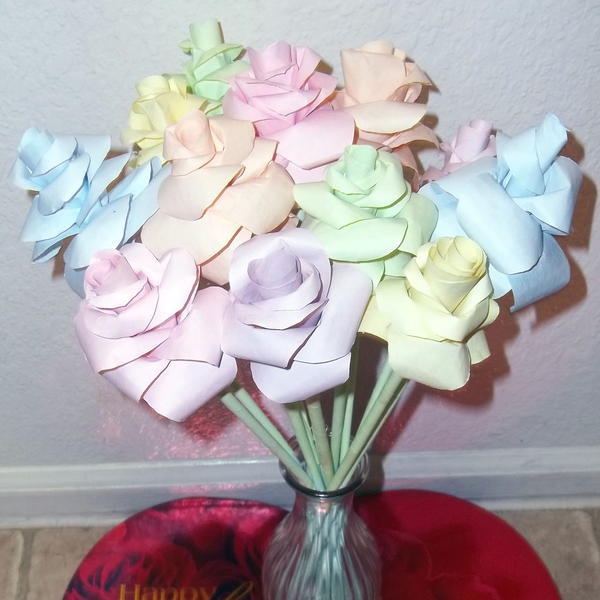 Pastel Dyed Paper Roses