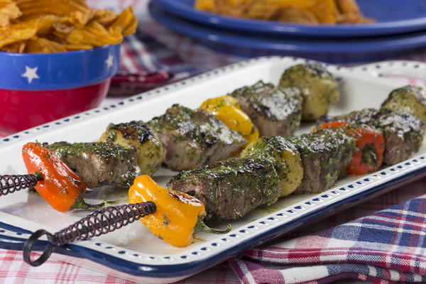 Pesto Steak Kebabs