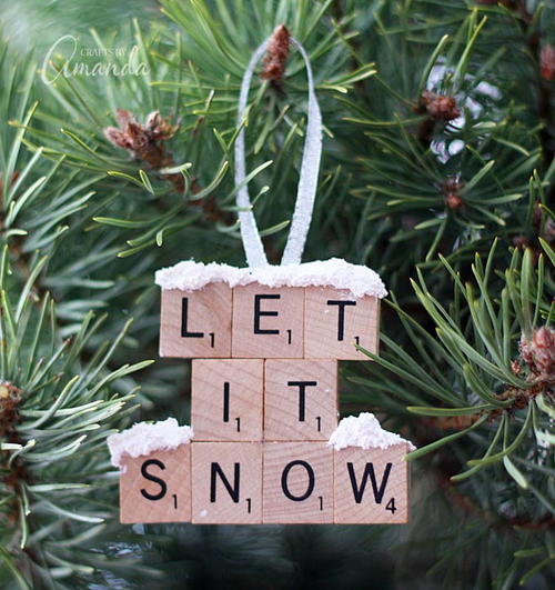 Let it Snow DIY Scrabble Tile Ornament