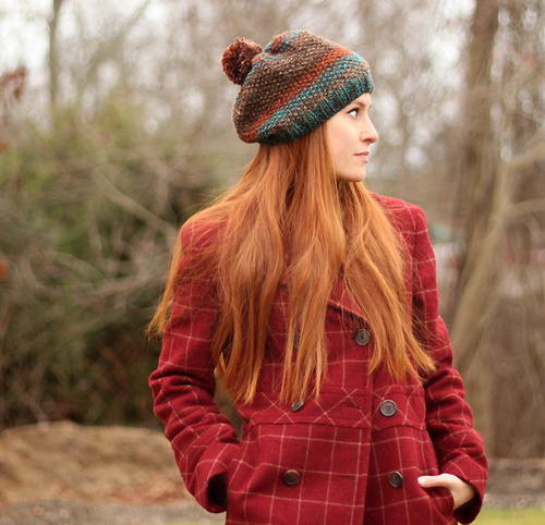 Seed Stitch Knit Beret