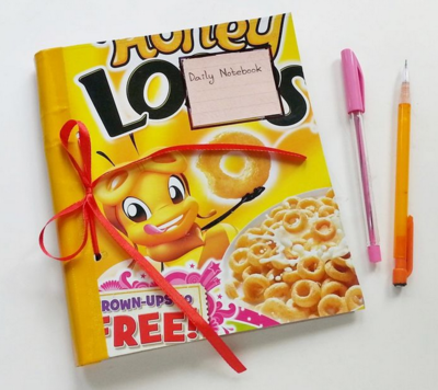 Recycled Cereal Box DIY Notebook