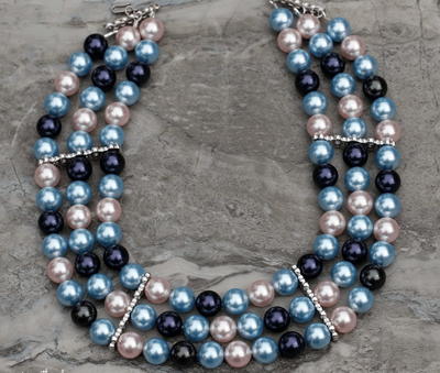 Colorful Multistrand Pearl Necklace
