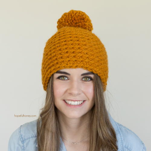 Toffee Apple Pompom Beanie