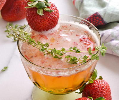 Strawberry Thyme Champagne Cocktail