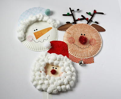 Santa, Rudolph, & Frosty Paper Plate Craft