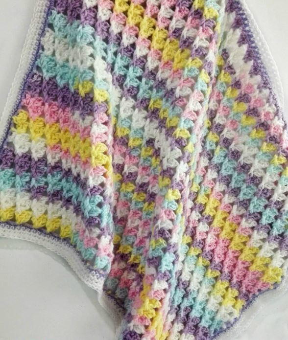 Pastel Peaks Crochet Baby Blanket