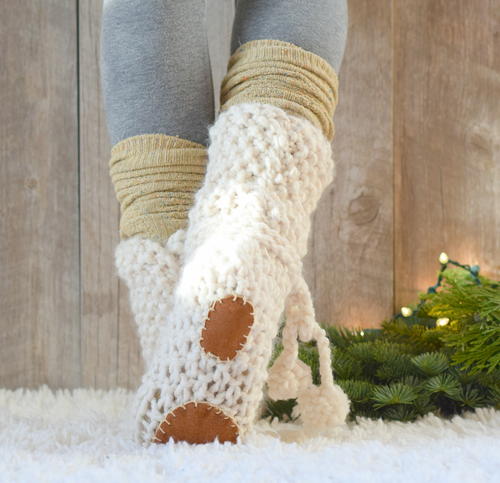 Mountain Chalet Knit Flat Slipper Boots