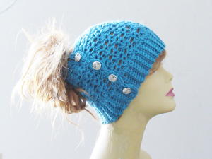Messy Crochet Bun Hat